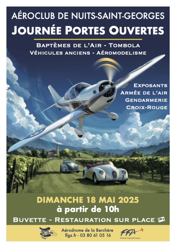 Nuits-Saint-Georges – L’Aéroclub ouvre ses portes pour une journée autour de l’aérien et des belles mécaniques le dimanche 18 mai