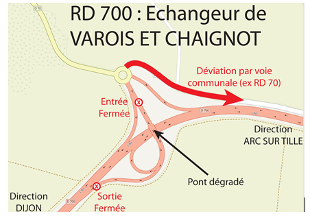 Travaux de réfection de l’étanchéité du pont de franchissement de la RD 700 par l’échangeur de Varois-et-Chaignot