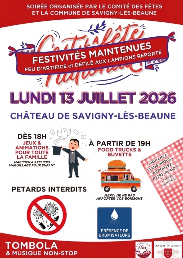Savigny-lès-Beaune - Les festivités du 13 juillet maintenues malgré le report du feu d’artifice