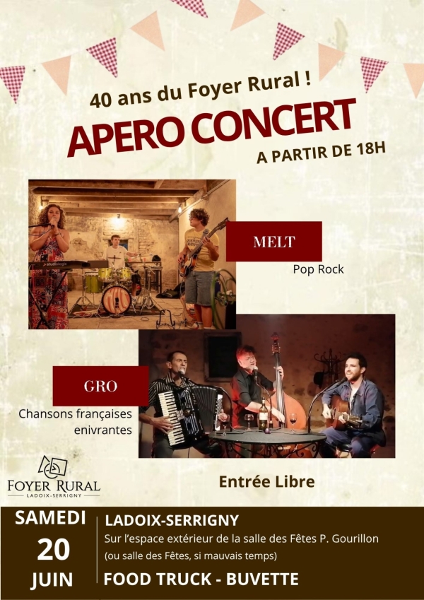 Ladoix-Serrigny - Une soirée concert, food truck et convivialité ce samedi pour les 40 ans du Foyer Rural