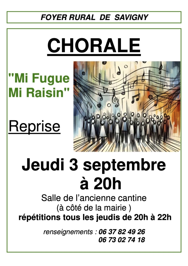 Savigny-lès-Beaune - La chorale « Mi Fugue Mi Raisin » fait sa rentrée le jeudi 3 septembre 