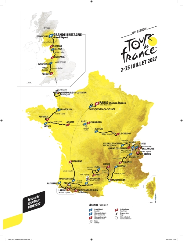 Tour de France 2027 – De l’Écosse aux Champs-Élysées, 3 479 kilomètres et un passage par la Bourgogne