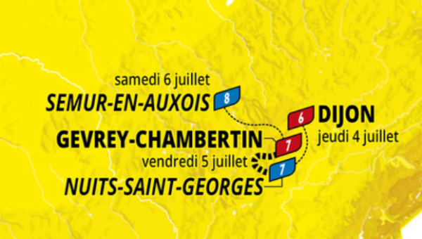 Tour de France 2024 en Côte-d’Or - Les itinéraires des 3 étapes sont désormais connus : 44 communes côte-d’oriennes traversées !