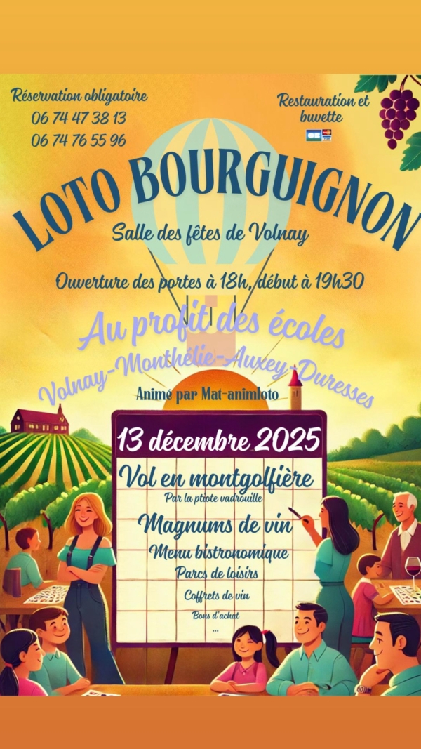 Volnay – Un premier loto bourguignon au profit des écoles du RPI
