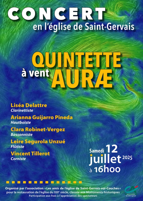 Saint-Gervais-sur-Couches - Concert du quintette à vent Auræ, un souffle de jeunesse pour la musique de chambre le samedi 12 juillet à 16 h