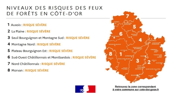Prévention des feux de forêts en Côte-d’Or – Tout le département placé en risque sévère à compter du dimanche 26 juillet 2026