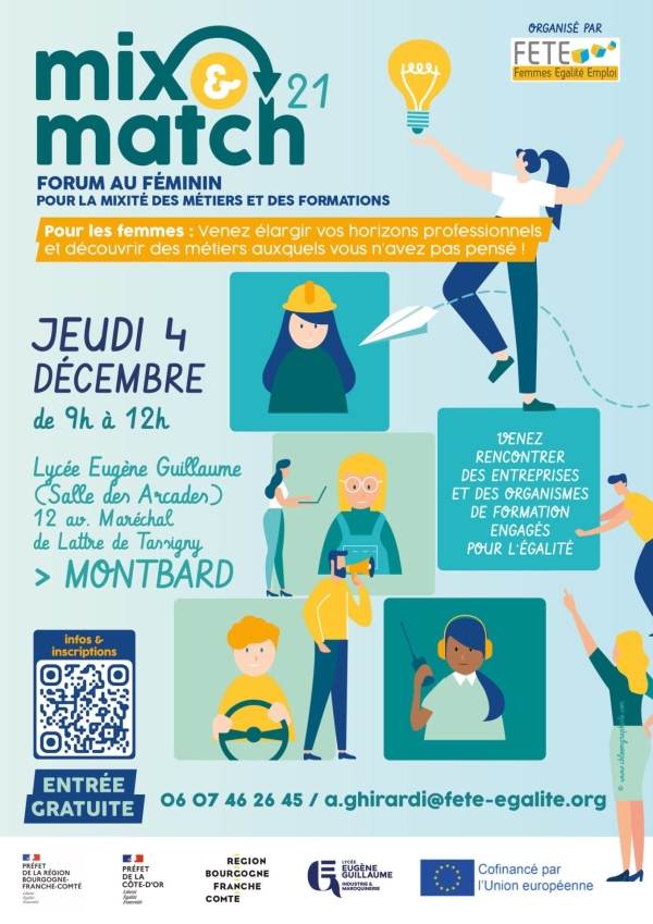 Mix&Match : un forum pour la mixité et l’égalité professionnelle, jeudi 4 décembre à Montbard