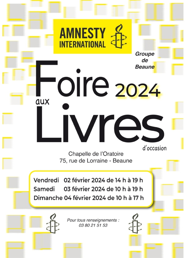 Beaune - Foire aux Livres d'Amnesty International : des livres pour une bonne cause du 2 au 4 février