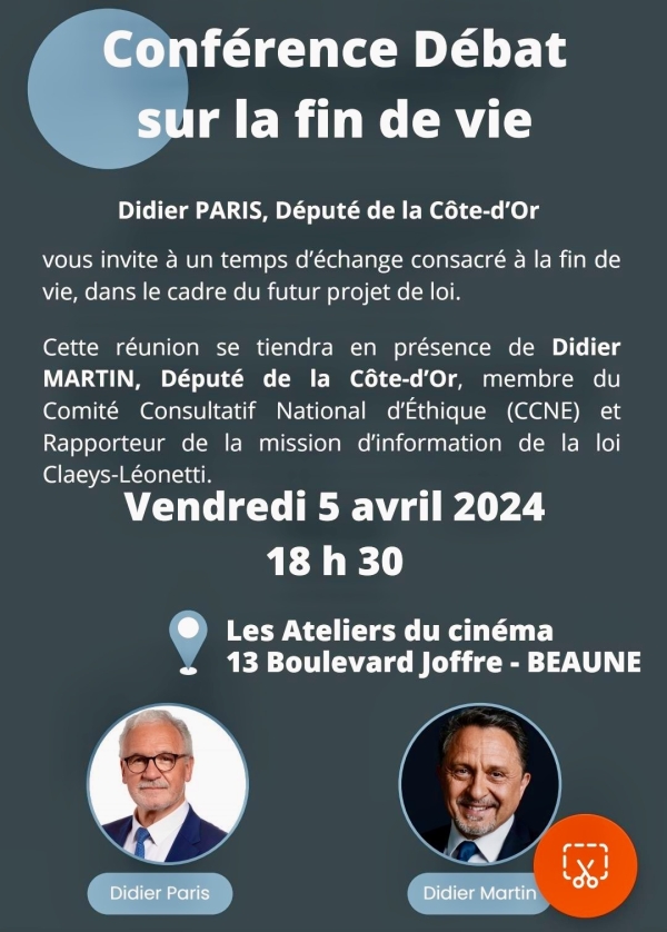 Beaune - Conférence-débat sur la fin de vie vendredi soir : les citoyens invités à contribuer au futur projet de Loi