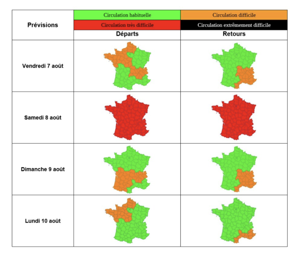 CIRCULATION - Rouge dans le sens des départs comme des arrivées ce samedi 8 août 