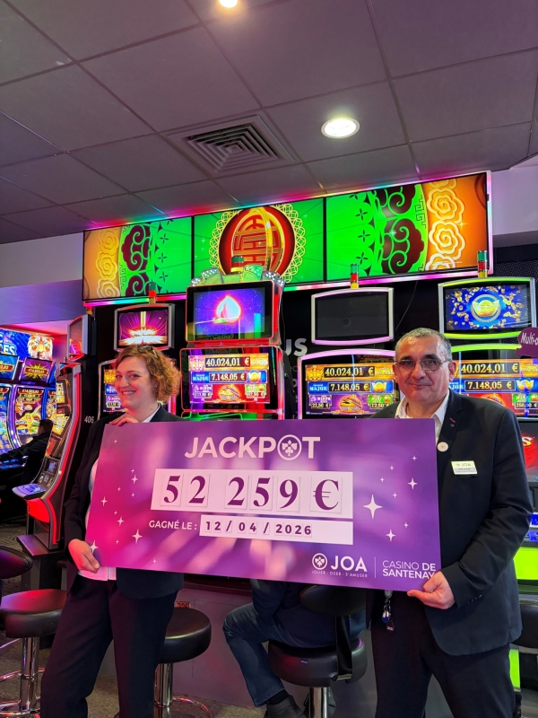 Un début d’avril exceptionnel, déjà 367 000€ de jackpots remportés au Casino JOA de Santenay