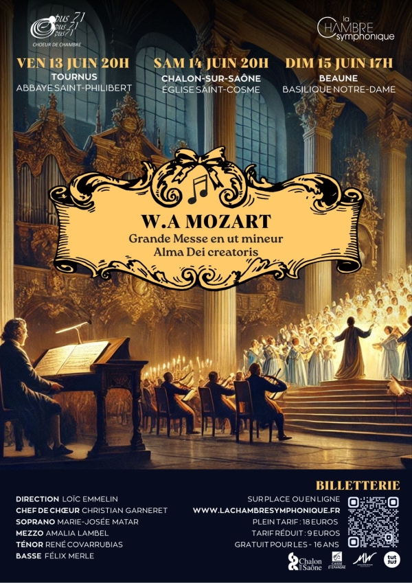 Trois concerts pour le Choeur Opus 71 et l'orchestre de la Chambre Symphonique pour "la Grande Messe en ut mineur" de Mozart