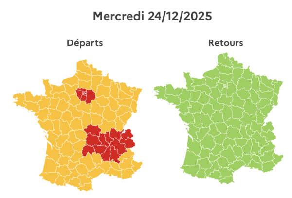 NOEL - Bison Futé voit rouge mercredi 24 décembre dans le sens des départs 