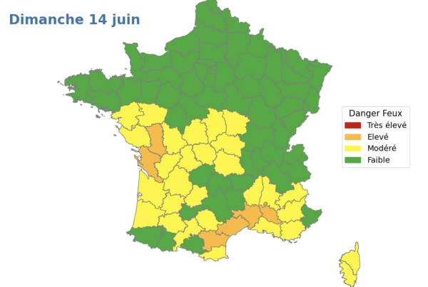 Dans six départements du sud-est et de l'ouest de la France, les conditions météorologiques entraînent un "danger élevé" de feux de forêts