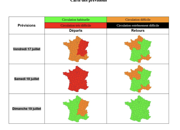 La circulation sur les routes sera “très difficile” vendredi et samedi dans le sens des départs, annonce Bison futé